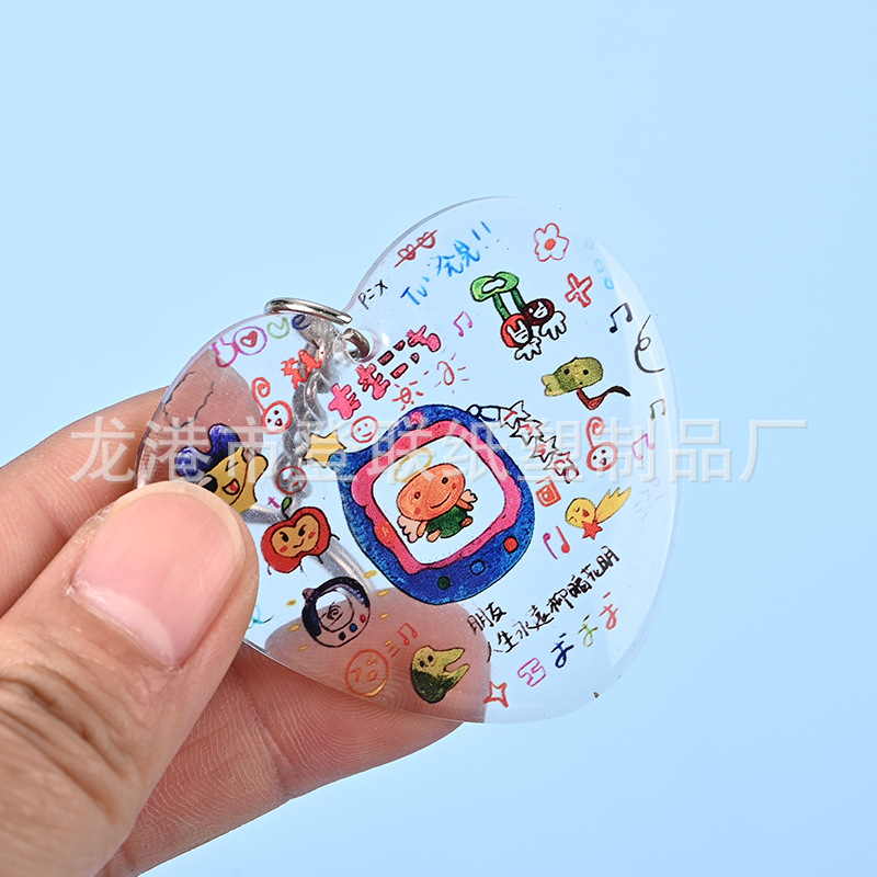 Acrylic Imitation Resin Keychain Custom-Made Thickened Heart-Shaped Resin Printed Photo Cartoon Anime Pendant Customization