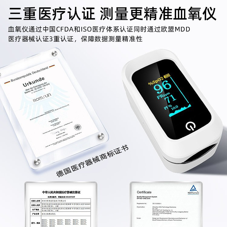 Zhuochen Medical Grade Oximeter Finger Clip Oximeter Saturation Detector Pulse Heart Rate Intelligent Monitoring Instrument
