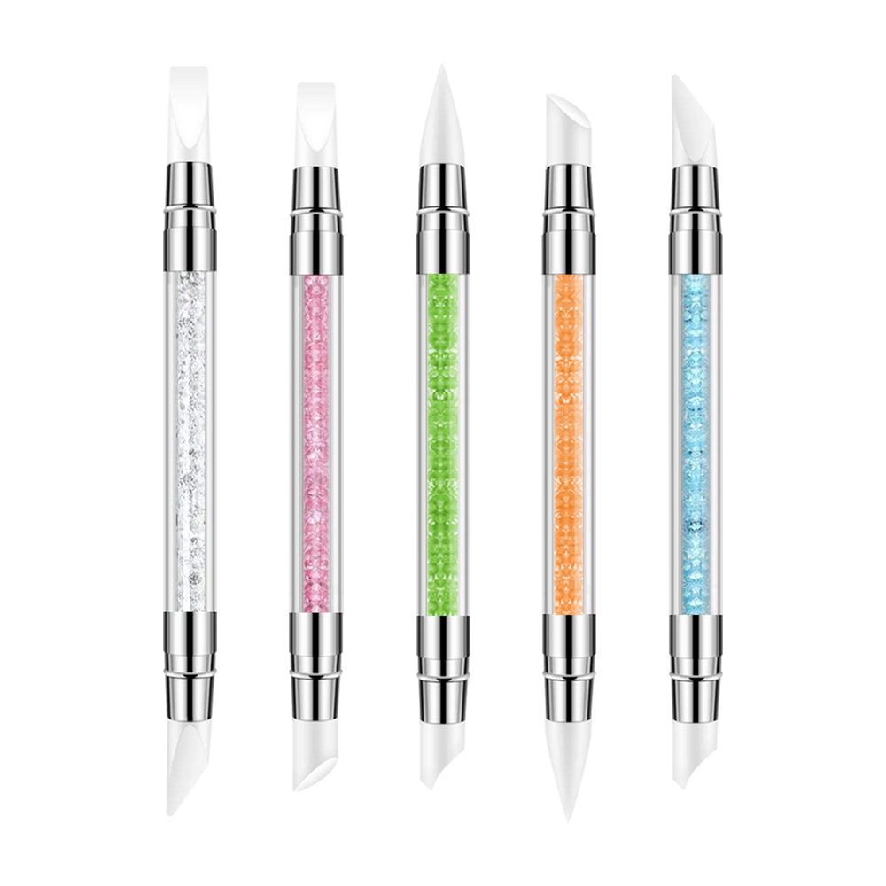 Двухсторонний силиконовый карандаш для ногтей, функция карандаша, одиночный карандаш для наклеек, для рисования, нанесения магического зеркального порошка