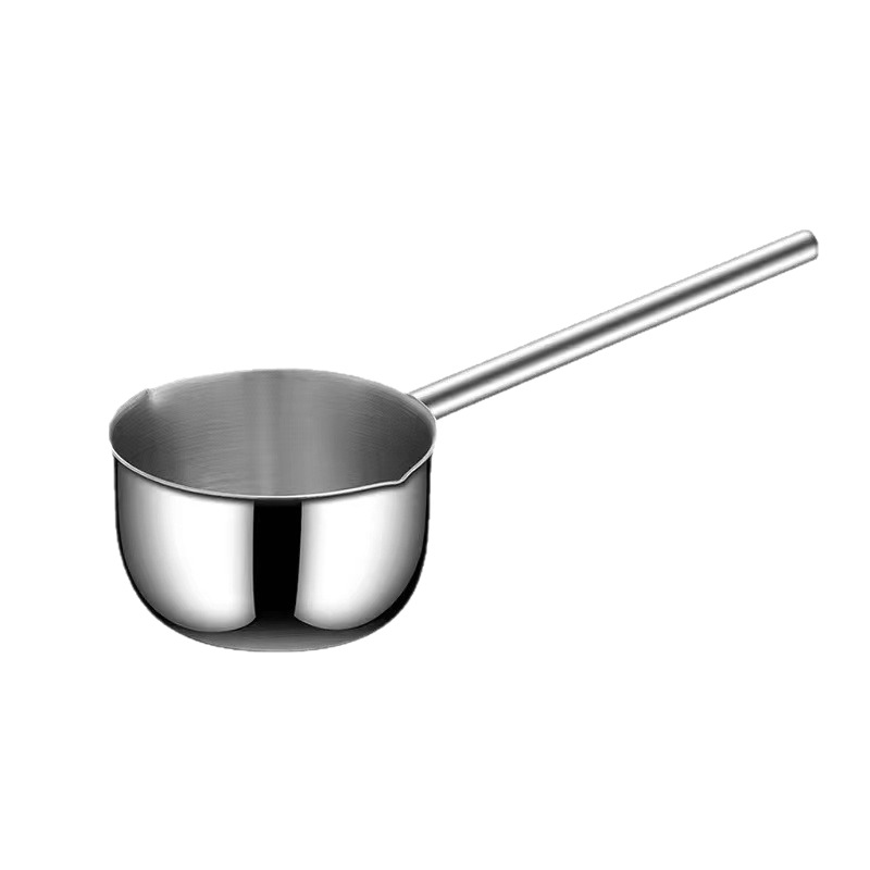 Long-Handled Stainless Steel 200ml 300ml Mini Oil-Draining Frying Pan, Portable Smokeless Frying Pan