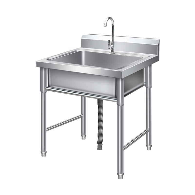 Commercial Single-Slot Stainless Steel Sink for Kitchen Use, Dishwashing Sink, Handwashing Basin, Integrated Thickened Sink