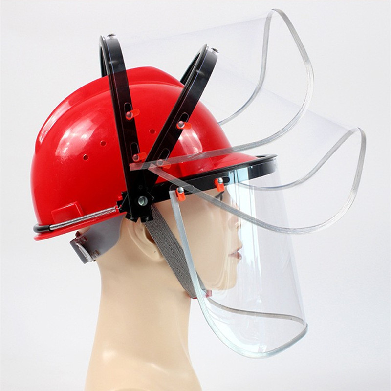Factory direct safety helmet aluminum bracket face screen full face protection full transparent polished cutting anti-splash mask helmet
