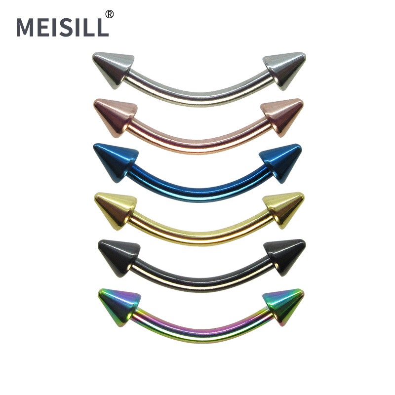 Meier stainless steel pointed eyebrow nail basic curved rod eyebrow ring human body piercing jewelry European and American cross-border ear bone nail