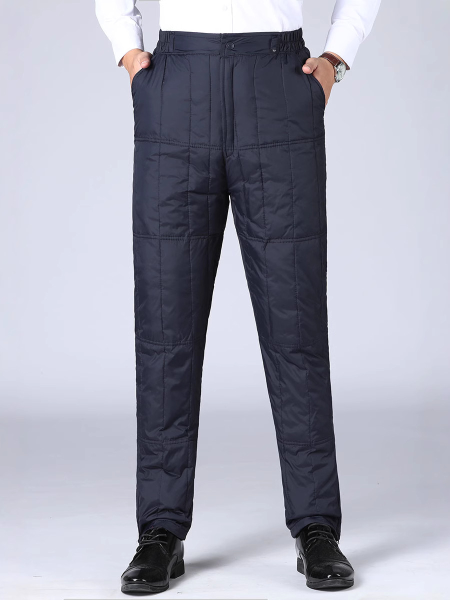 Winter new middle-aged and elderly down trousers men's inside and outside wear high waist padded warm windproof trousers factory direct sales