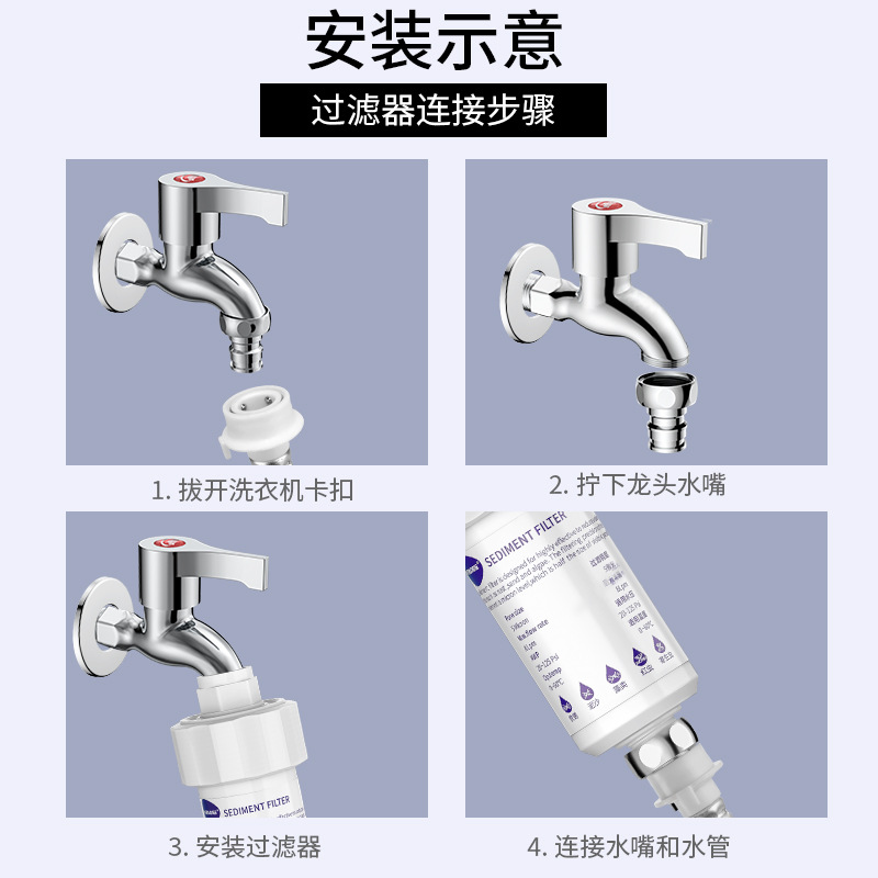 Household Water Purifier Shower Washing Machine Toilet Filter Element Small Front Explosion-Proof Chlorine Removal Filter Replaceable Core Pp Cotton