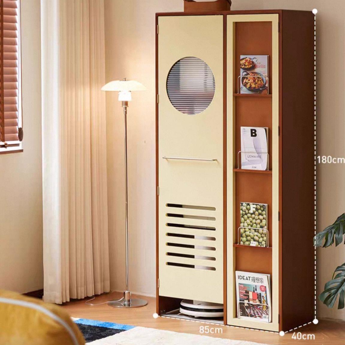 Nordic Solid Wood Housekeeping Cabinet Retro Small Apartment Removable Wall Sweeping Robot Storage Cabinet Living Room Storage Cabinet