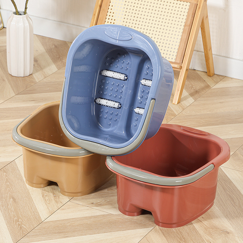 Plastic Footbath Four-Wheel Massage with Roller Portable Footbath Student Dormitory Home Advertising Printed Footbath Bucket