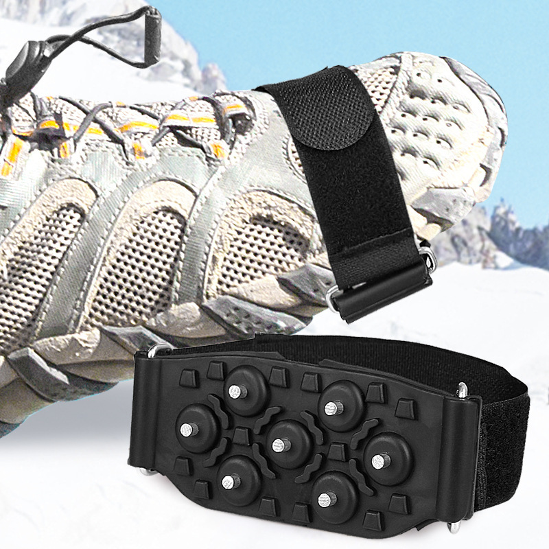 Adjustable Simple Outdoor Travel Mountaineering Portable 7-Tooth Crampons Snow Anti-Slip Shoe Covers Travel Anti-Slip Shoe Covers