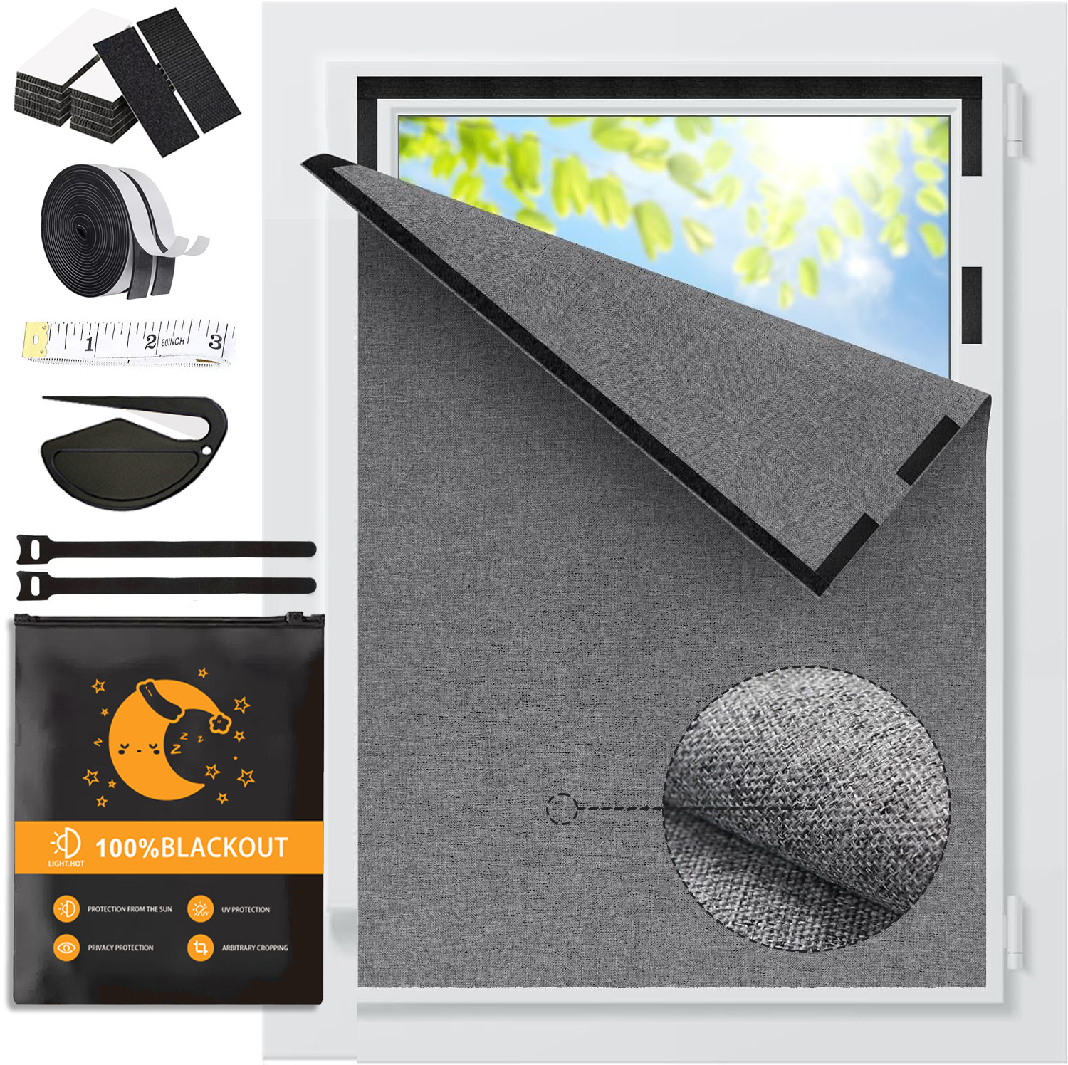 Улучшенные полностью затемняющие льняные шторы черного цвета, не мнущиеся, портативный солнцезащитный экран от Amazon, можно обрезать по размеру для теплоизоляции, защиты от солнца и холода
