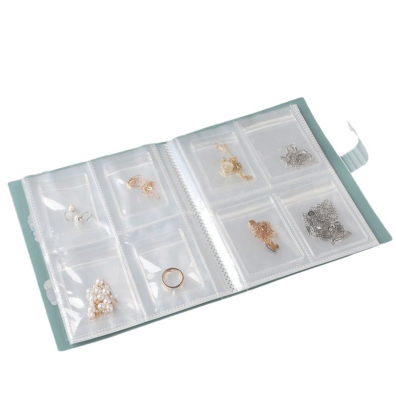 3 inch 5 inch portable transparent jewelry storage book pvc sealed anti-oxidation silver necklace earrings storage bag
