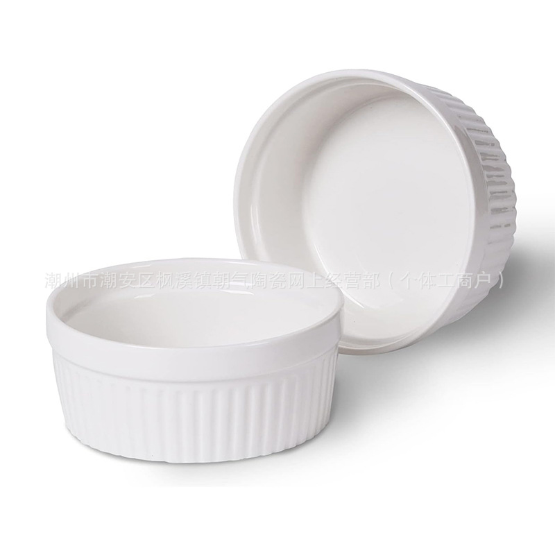 6 Pack Ceramic Baking Bowl High Temperature Oven Microwave Baking Bowl with Lid Dust-proof Time-keeping Ice-cream Bowl Porcelain Tableware