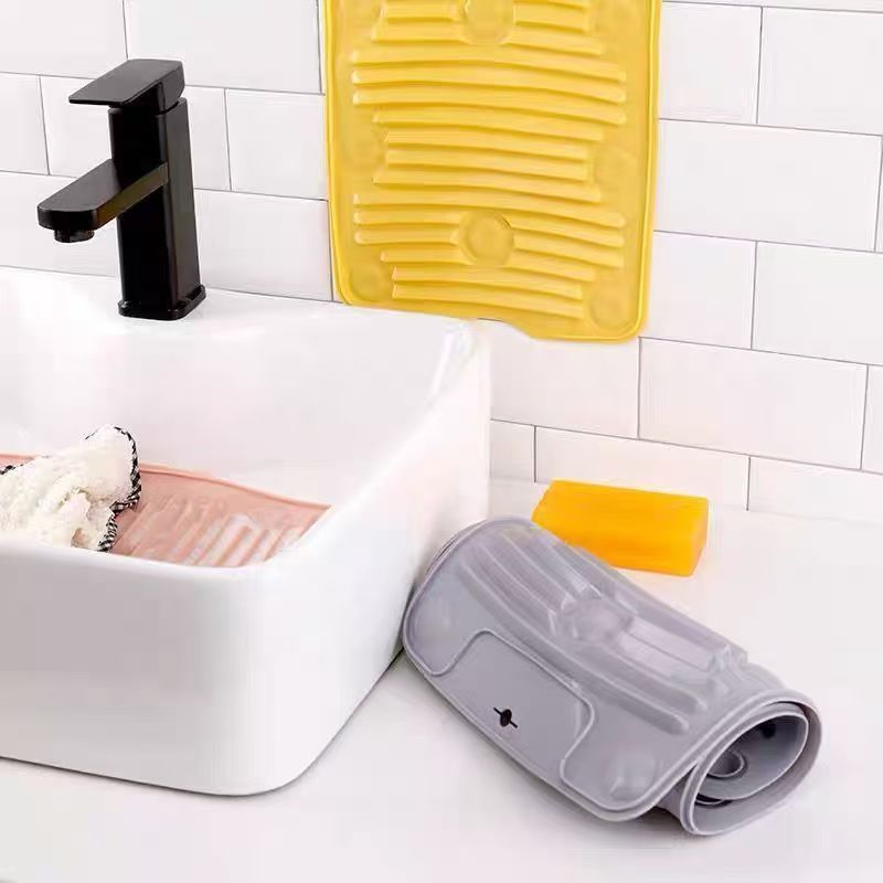 Silicone Washboard Laundry Board Household Foldable Soft Anti-Slip Suction Cup Laundry Mat Portable Laundry Washboard