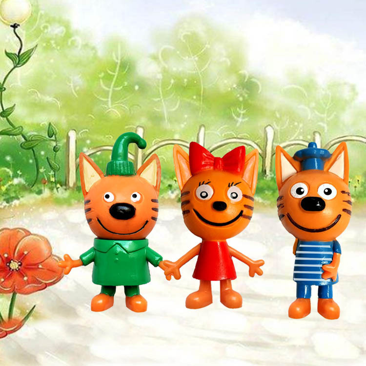 Cross-border Russian hand-made 3 kittens cake decoration birthday baking ornaments toy doll doll model