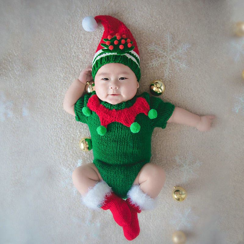 Children's Photography Clothing Props Newborn Full Moon Photo Sweater 100-Day Baby Christmas Theme Photo Clothing