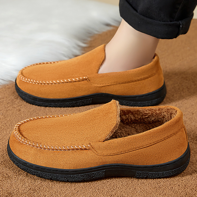 Men's Winter New Warm Plush Fashion Flat Cotton Shoes Cross-Border Drop Shipping Slip-On Comfortable Snow Boots for Men