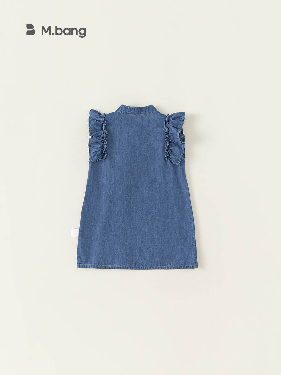 Youbao Children's Wear Girl's Summer Fashion Cheongsam Children's Small Fly Sleeve dress Girl's New Chinese Denim Skirt