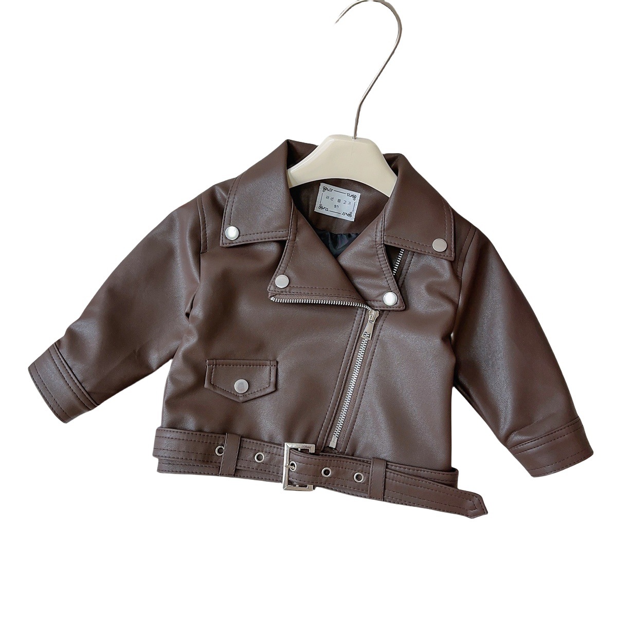 Girls Korean Leather Jacket Spring and Autumn New Fashion Jacket Girls Motorcycle Short Leather Jacket Aqb009