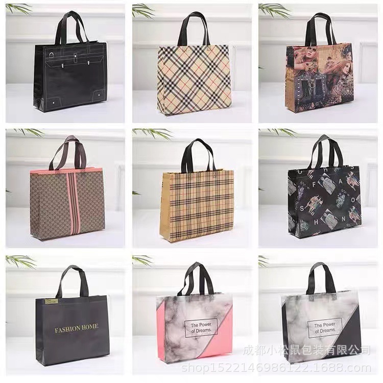 Non-woven handbag customized quick-hair shopping bag customized training laminating bag printing LOGO factory wholesale