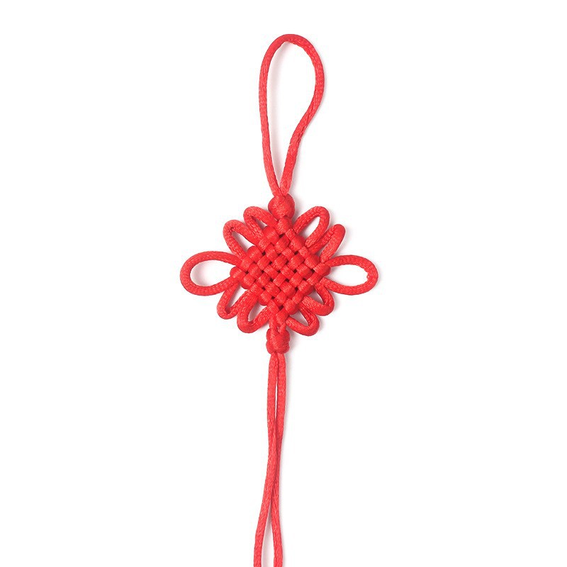 Hand-Woven Chinese Knot No. 5 6 Discs Square Knot Gift Box Pendant Hanging Acrylic Lantern Hanging Rope Tail Line 25cm