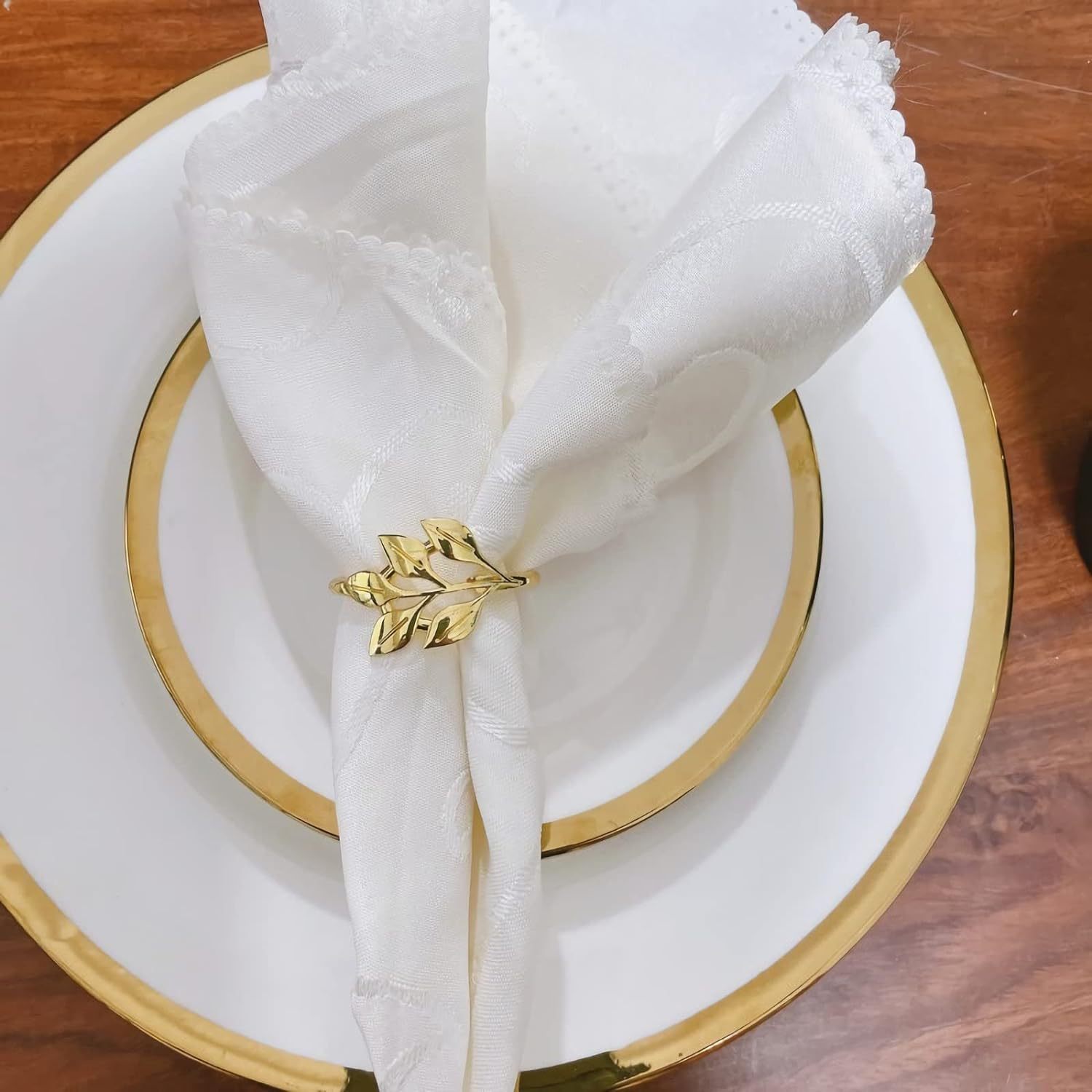 Cross-border Golden Tree Leaf Napkin Ring Willow Leaf Mouth Cloth Ring Napkin Buckle Metal Ring Hotel Table