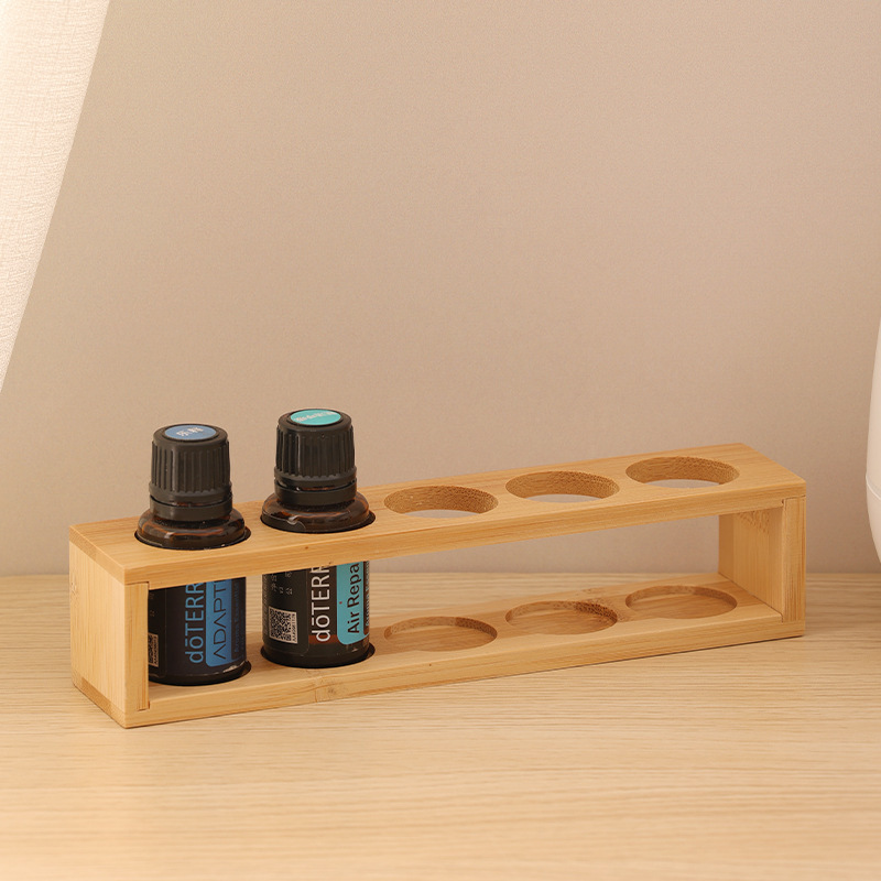Bamboo and Wood Essential Oil Display Rack 5 Compartments 15ml Doterra Essential Oil Bottle Storage Rack Storage Box Desktop Table Wholesale