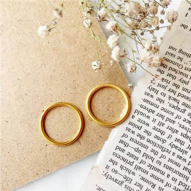 No fading gold ring ancient method inheritance solid ring women frosted matte ring smooth source factory wholesale
