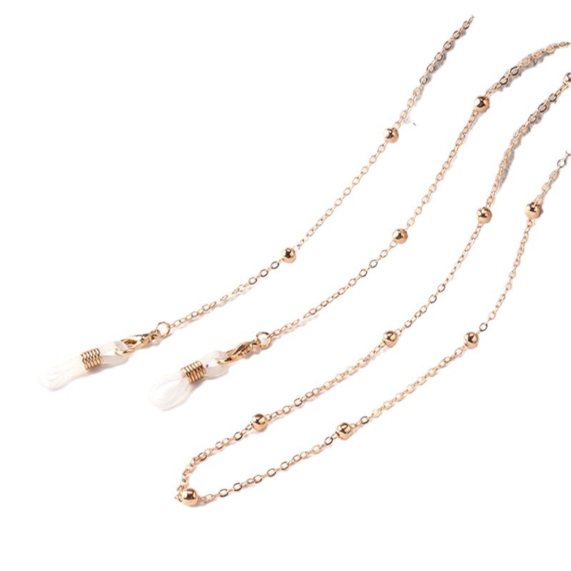 Cross-Border New Style Glasses Necklace Cord for Women, High-End Metal Lanyard, Non-Slip, Simple Beaded Jewelry Wholesale