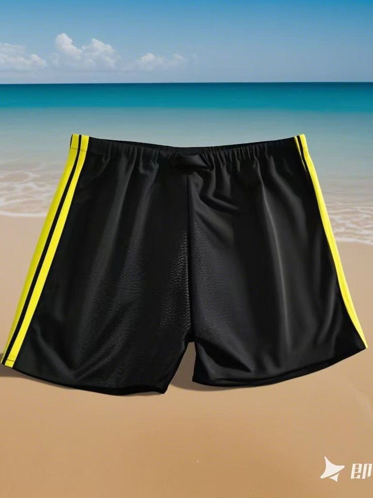 Factory direct disposable hot spring beach water park black boxer swimming trunks men's parallel bars pants fashion swimming trunks