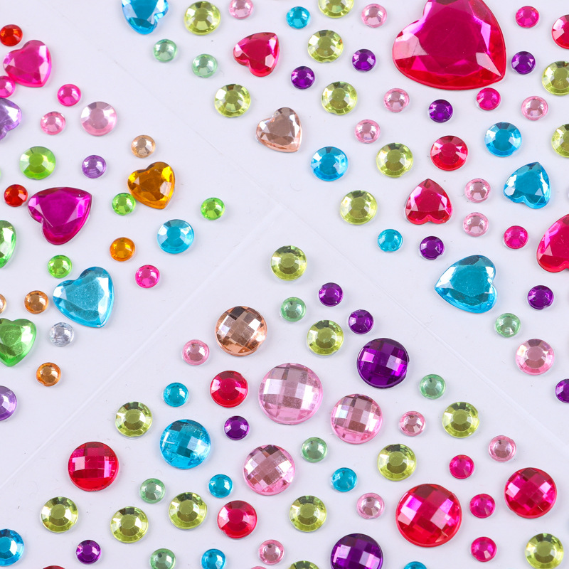 Customized Handmade Acrylic Gemstone Crystal Stickers, Colorfulful Body Art Decoration Stickers, Heart Creative Hand Account Diamond Stickers