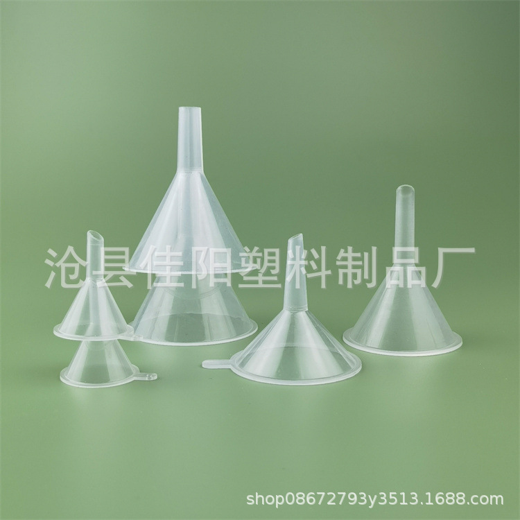 Factory supply plastic pp funnel packing perfume essential oil funnel liquid packing small leakage flat mouth long tube funnel bucket