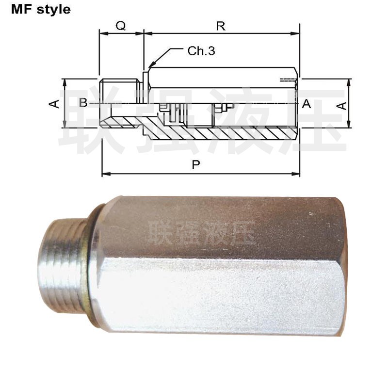 Hydraulic pipeline explosion-proof valve lifting platform tubing built-in safety valve British metric thread hydraulic system accessories