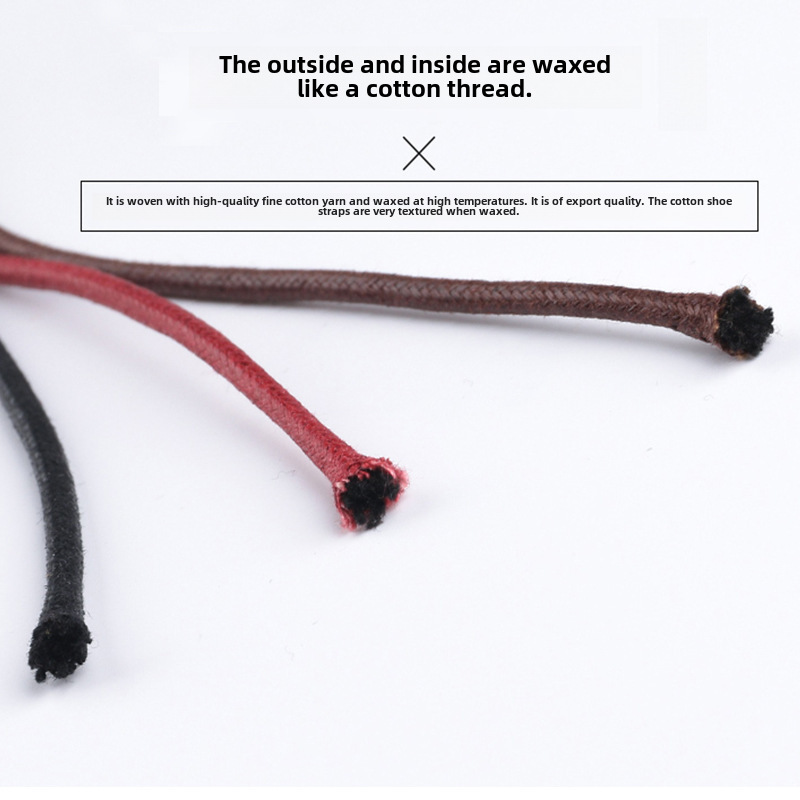 Leather Shoes Lace Boots Casual Shoes Martins Boots Workwear Boots for Men and Women Black and White Brown Waxed Rope Round Thin Rope Strap