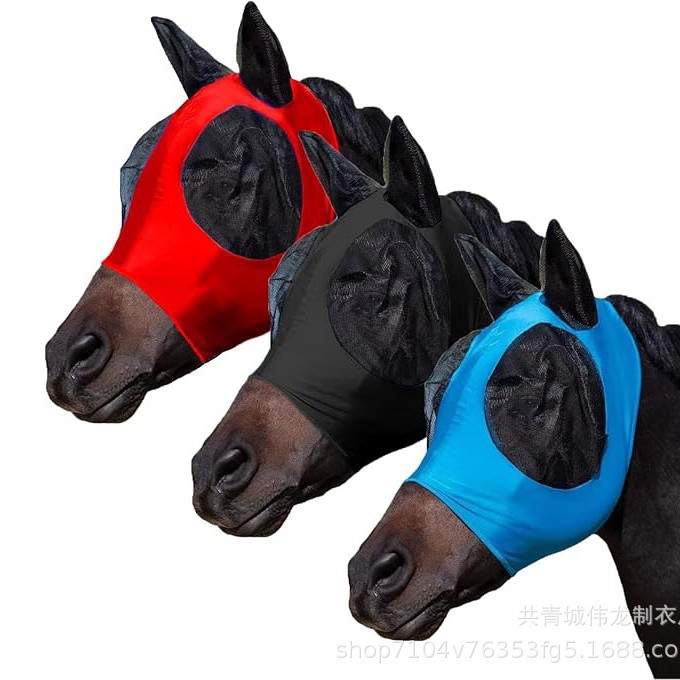 Equestrian Supplies Horse Mask Anti-Mosquito and Fly Bites Breathable Horse Hood Horse Eye Mask