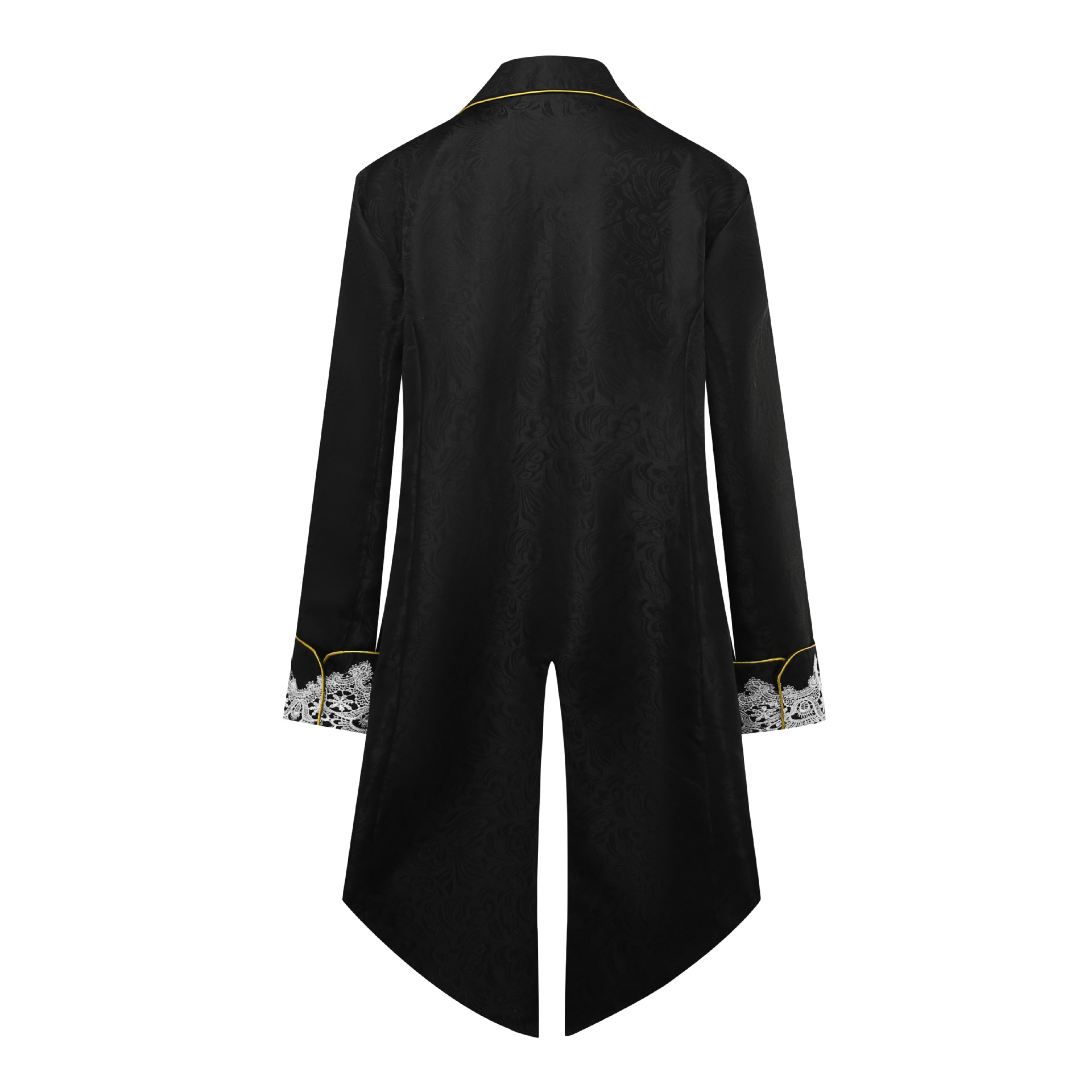 Men's Steampunk Medieval Tail Coat, Gothic Victorian Dress Coat Uniform with Lace