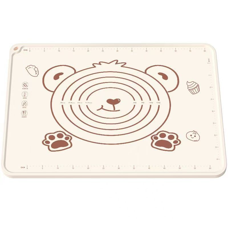 Bear Silicone Mat Food Grade Non-Stick Kneading Mat Non-Slip Kitchen Household Baking Mat Large Thickened Rolling Noodle Mat