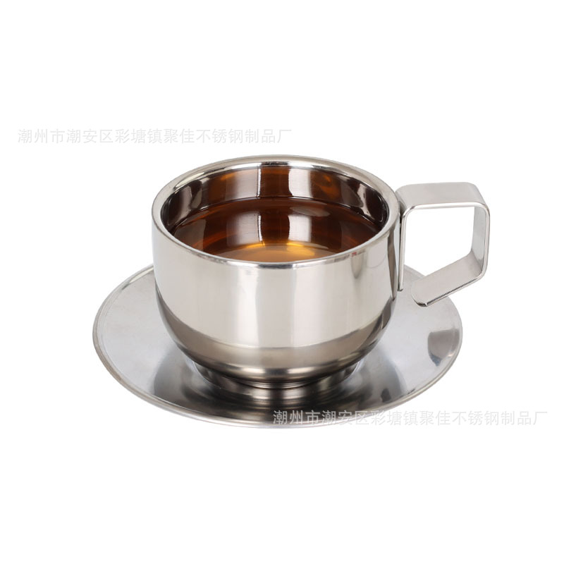 304 Stainless Steel Double-Layer Insulated Coffee Cup with Handle 0.15kg Mini Cute Kidsren Learn to Drink Water and Dry Cup