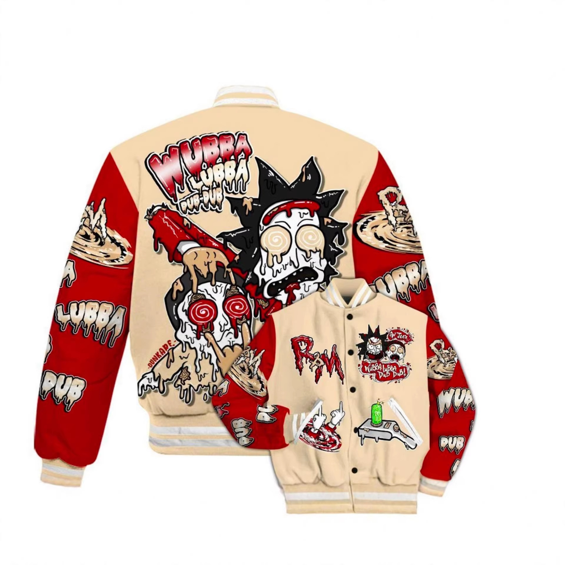 Популярная куртка для пар на Amazon, бейсбольная униформа в европейском и американском дворцовом стиле, 3D печать с изображением, однотонный свитер с однобортной застежкой