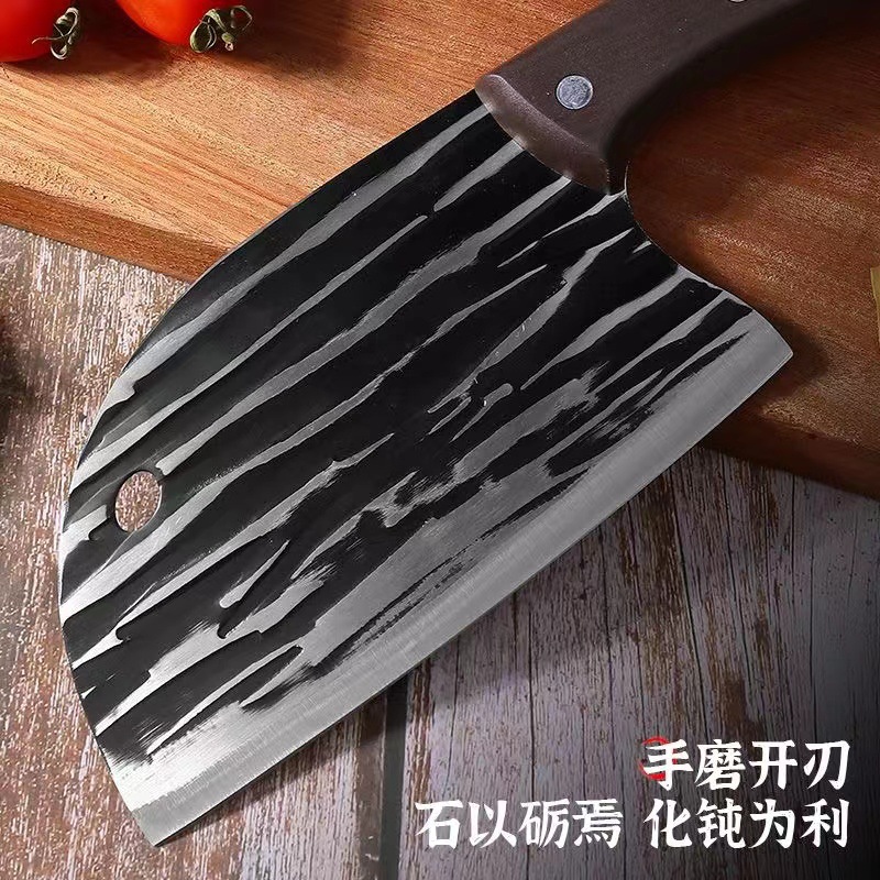 Fish Head Knife Chopping Knife Household Kitchen Semi-round Arc Pure Handmade Sharp Forged Chopping Meat Chopping Knife for Chefs