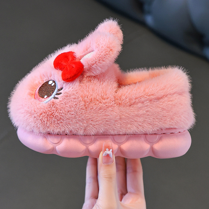 Winter Kidsren's Cotton Shoes Girls Cute Cartoon Princess Warm Furry Shoes 2025 Home Indoor Baby Cotton Slippers