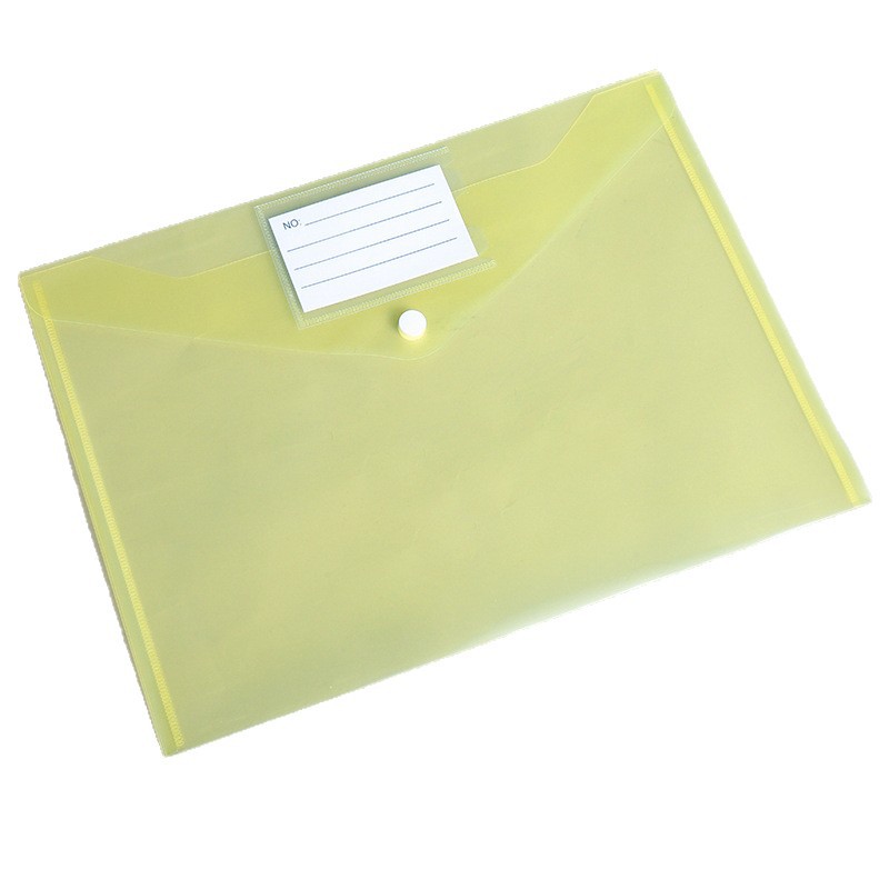 A4 Thickeneded File Bag with Business Card Label Pp Plastic Transparent Colorful File Bag Office Test Paper Storage Bag