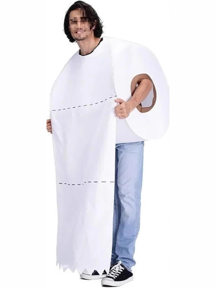 Halloween Annual Meeting White New Funny Toilet Paper Play Clothes Men's and Women's Makeup Toilet Paper Spoofs cosplay Clothes
