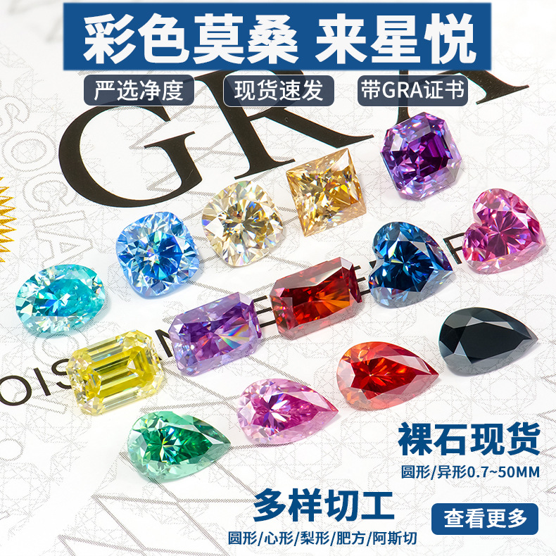 Wuzhou Artificial Cultivated Gem Ab Colorfulful Round Moissanite Colorfuled Gemstone Sea Blue Ring Jewelry Clock Inlay