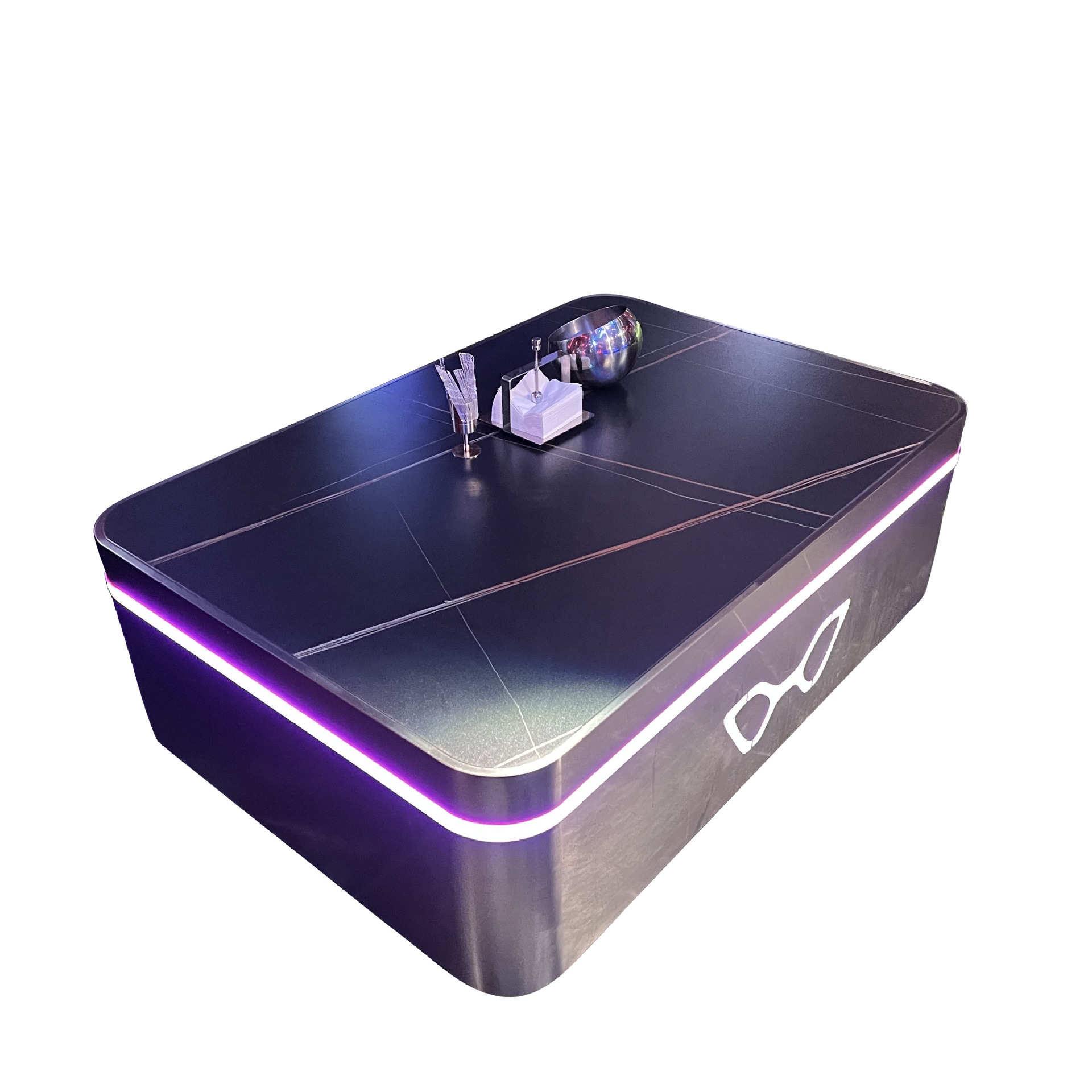 Customized Ktv Luminous Coffee Table Stainless Steel Slate Coffee Table Combination Bar Club Bar Loose Table Box Deck