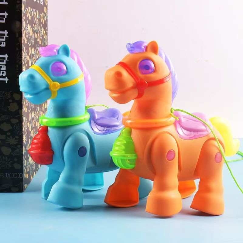 New Electric Leash Horse 2026 Year of the Horse with Colorful Lights and Music Artificial Walking Horse Street Stall Hot Selling Toys