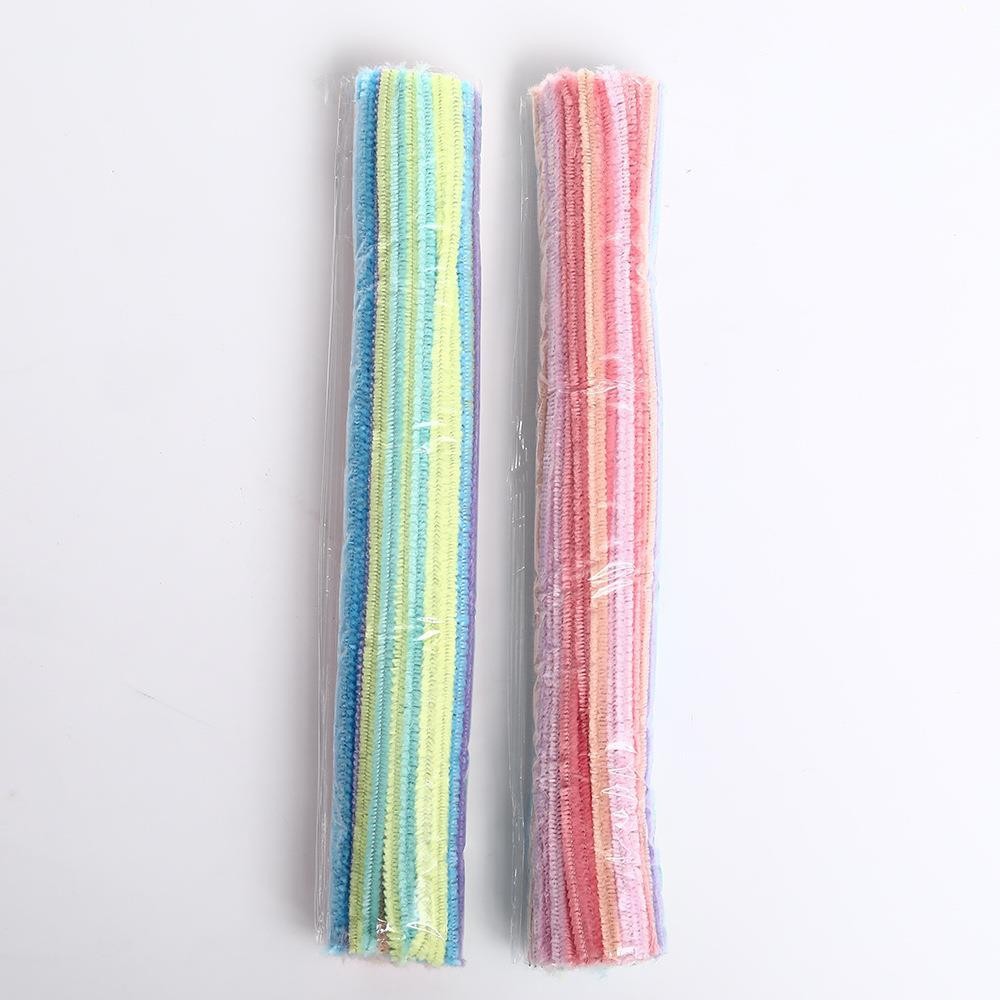 Macaron Mixed Color Twist Stick Environmentally Friendly Wool Root DIY Handmade Plush Strip Artificial Bouquet Material Package Toy