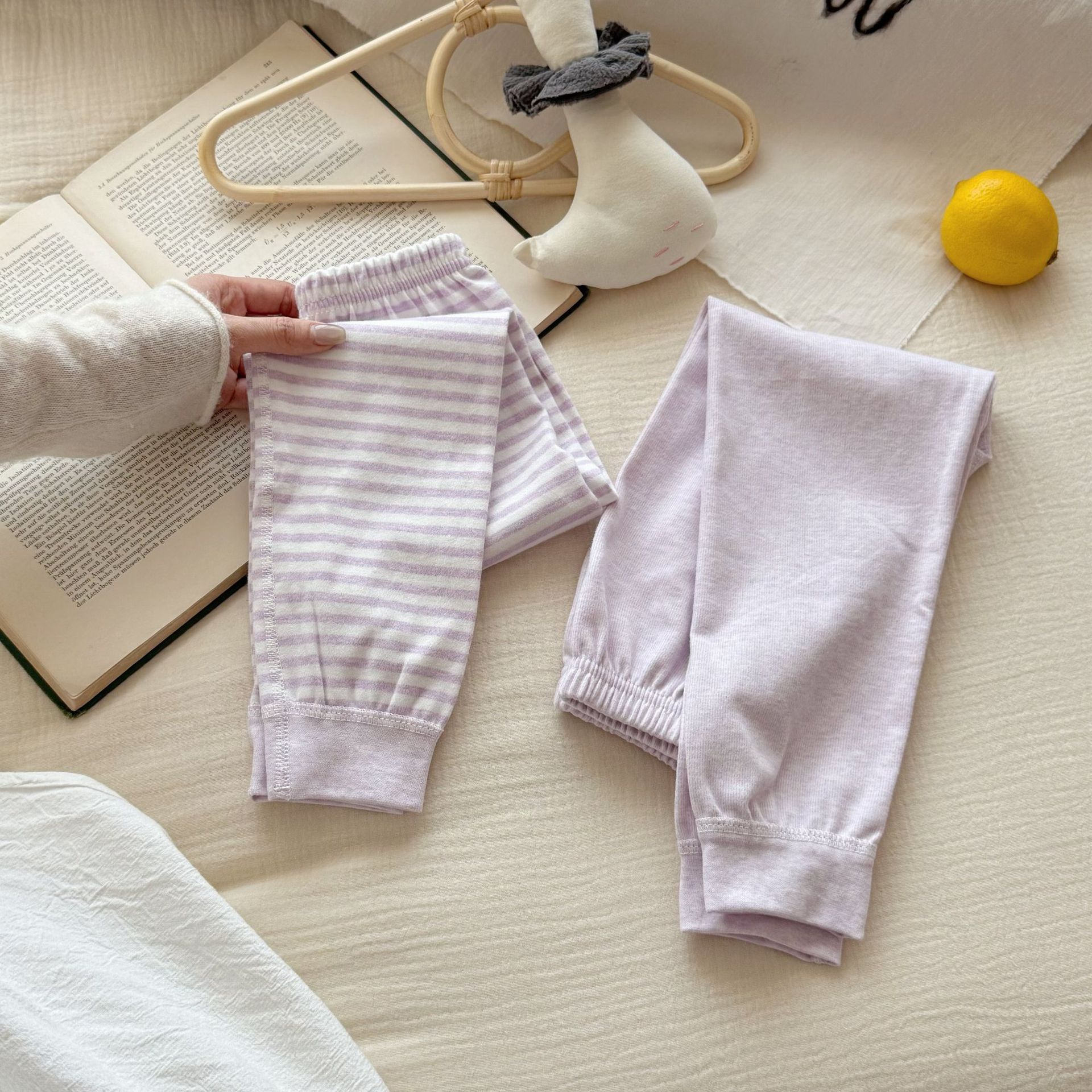 Children's Pajamas, Baby Spring & Fall Home Pants, Boys' Pure Cotton Breathable Pants, Girls' Two-Pack, Medium and Large Kidsren's Leggings