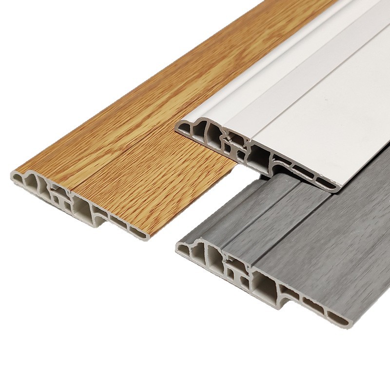Spot Wholesale 8cm Baseboard Hotel Apartment Wooden Floor Edge Strip Bamboo Fiber Moisture-Proof Pvc Baseboard