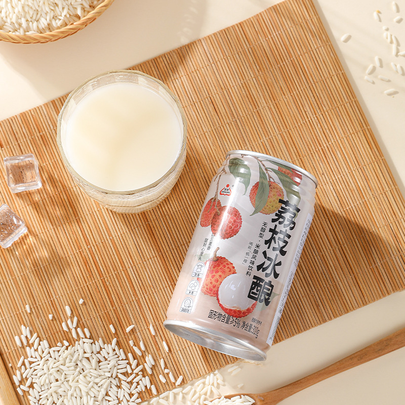Shenglong Lychee Ice Brew Xiaogan Specialty Rice Wine Sweet Rice Wine Non-Alcoholic Rice Brew Flavor Beverage Canned
