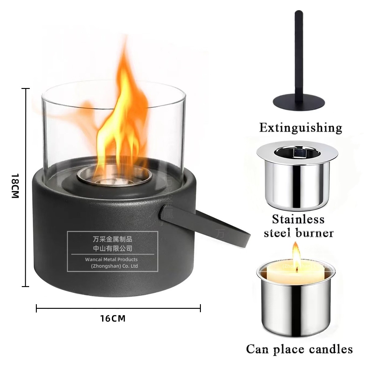 Cross-Border New Portable Fireplace Round Alcohol Fireplace Tabletop Portable Fireplace Tabletop Fire Pit