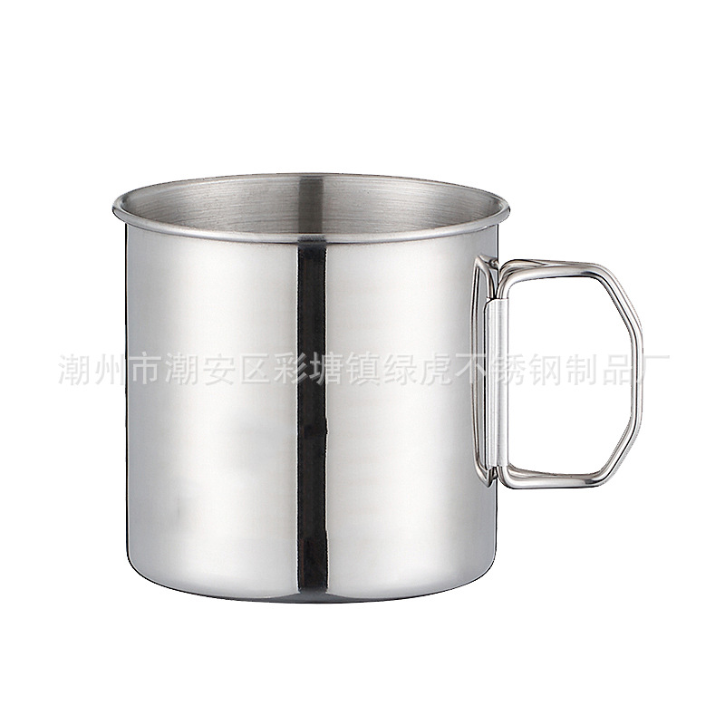 Stainless steel 304 Cup folding handle Cup portable mountaineering camping mouth Cup cross-border supply factory wholesale